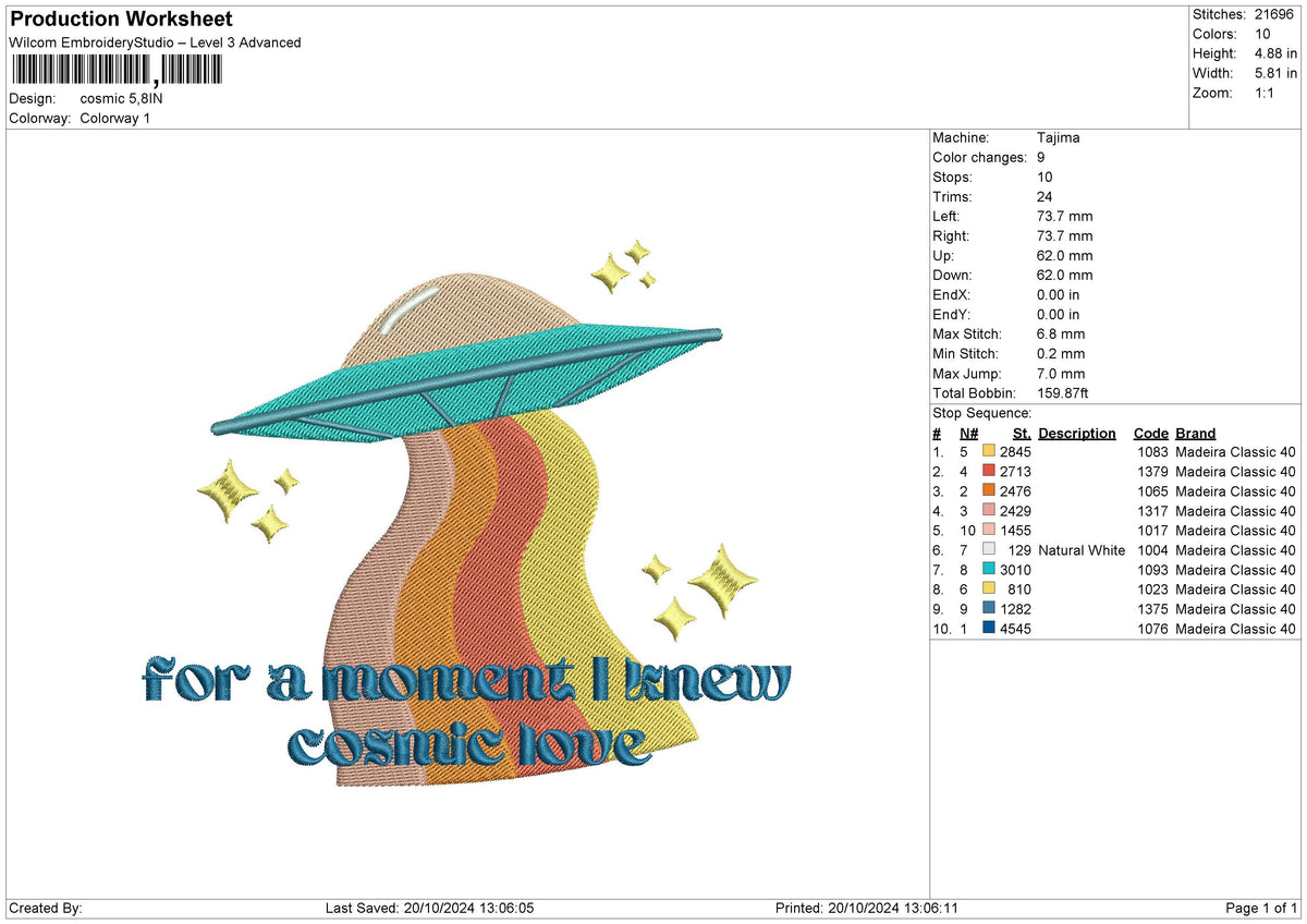 Cosmic Embroidery File&nbsp;6 size
