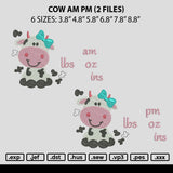 Cow Am Pm Embroidery 2 Files