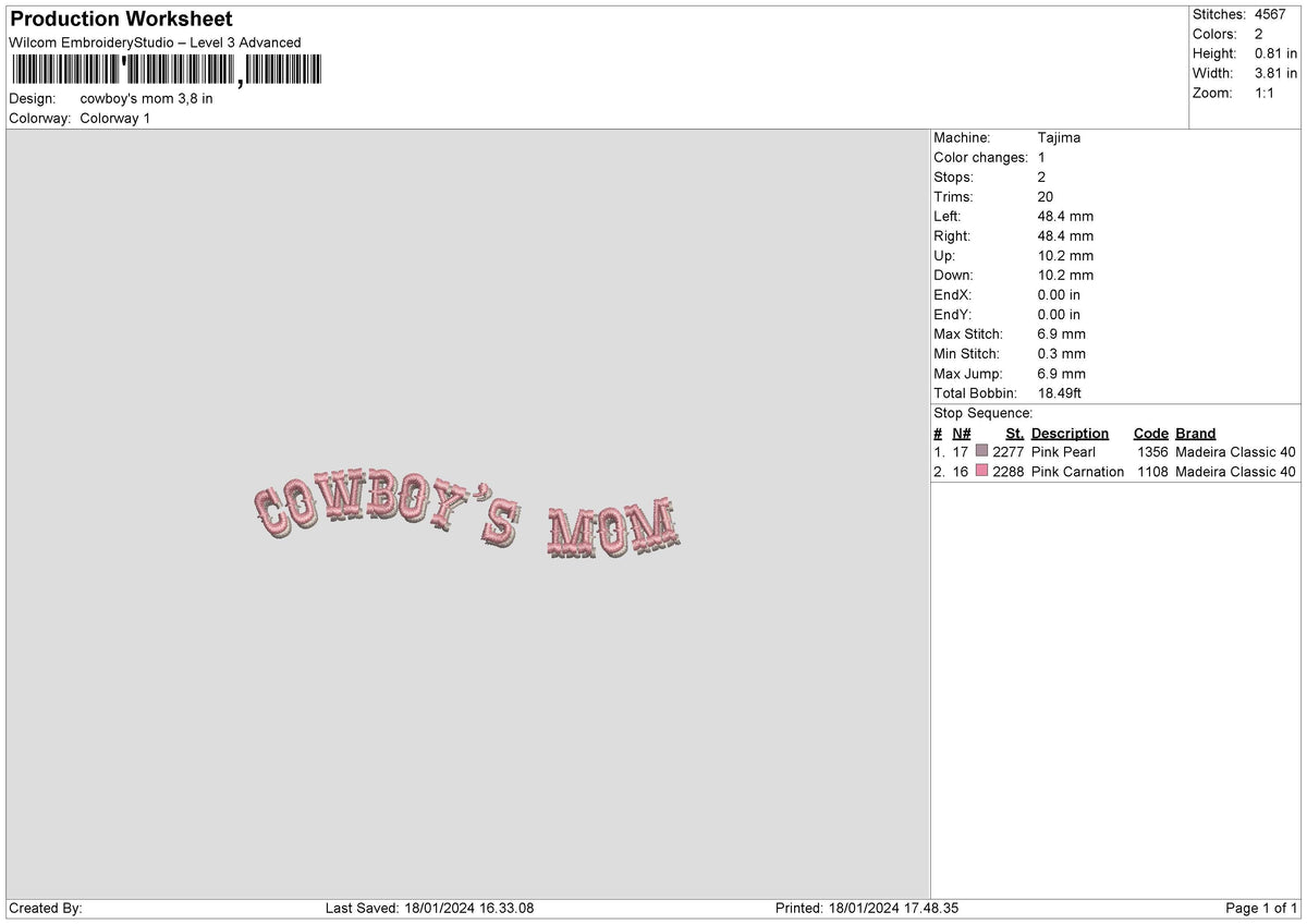 CowboysMom Embroidery File 6 sizes