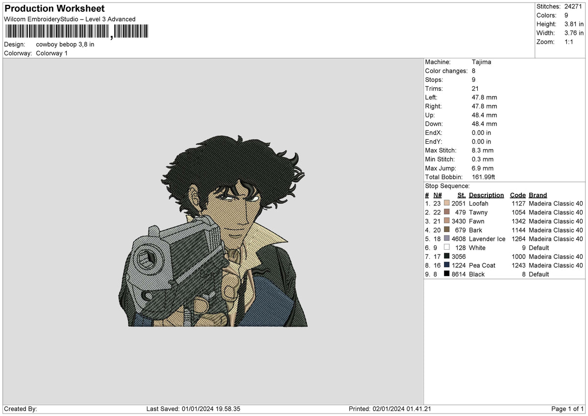 Cowboy0201 Embroidery File 6 sizes
