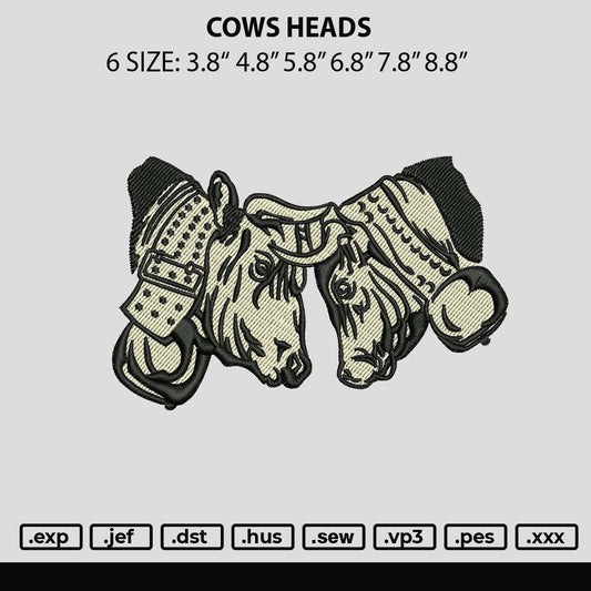 Cows Heads Embroidery File 6 sizes