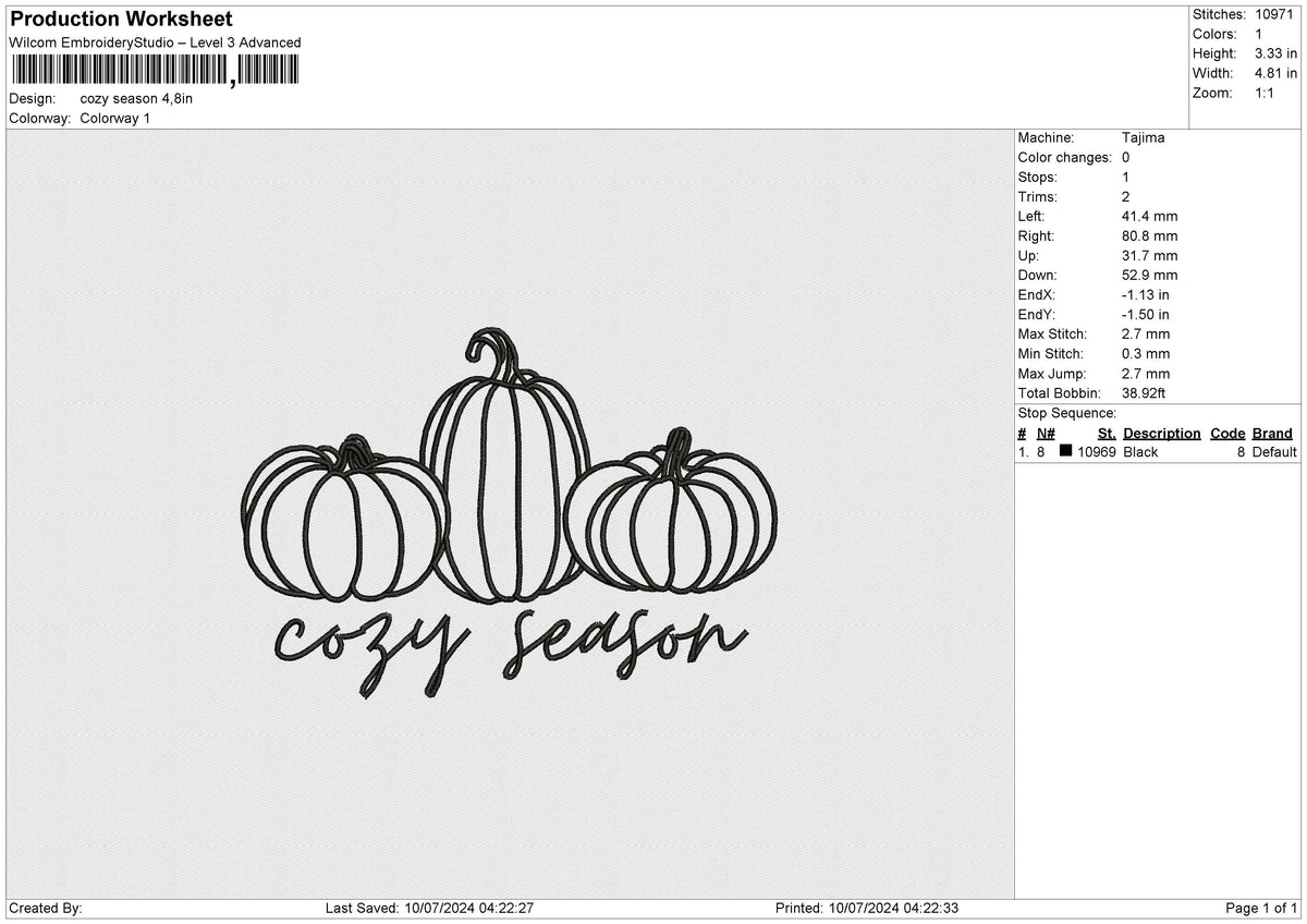 Cozy Season Embroidery File 6 size