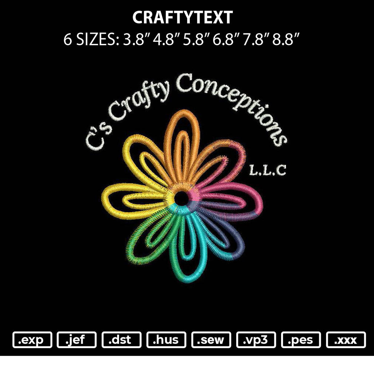 Craftytext Embroidery File 6 sizes