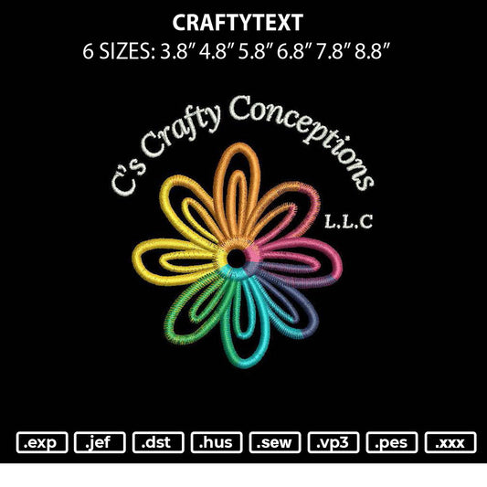 Craftytext Embroidery File 6 sizes