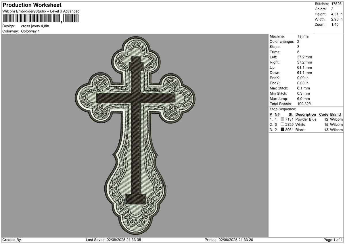 Cross Jesus Embroidery File 6 size