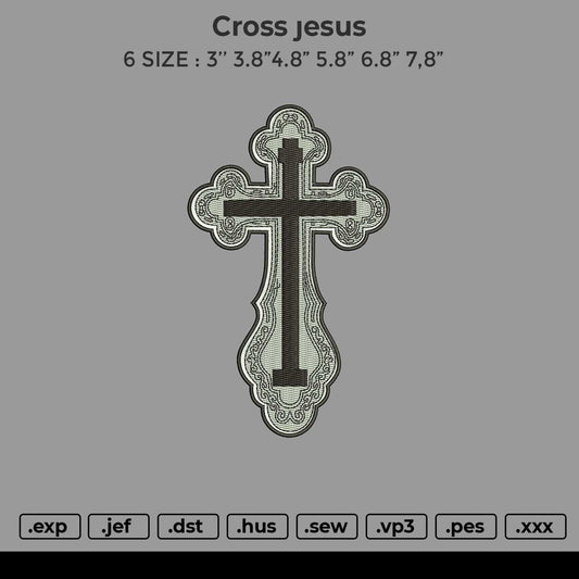 Cross Jesus Embroidery File 6 size