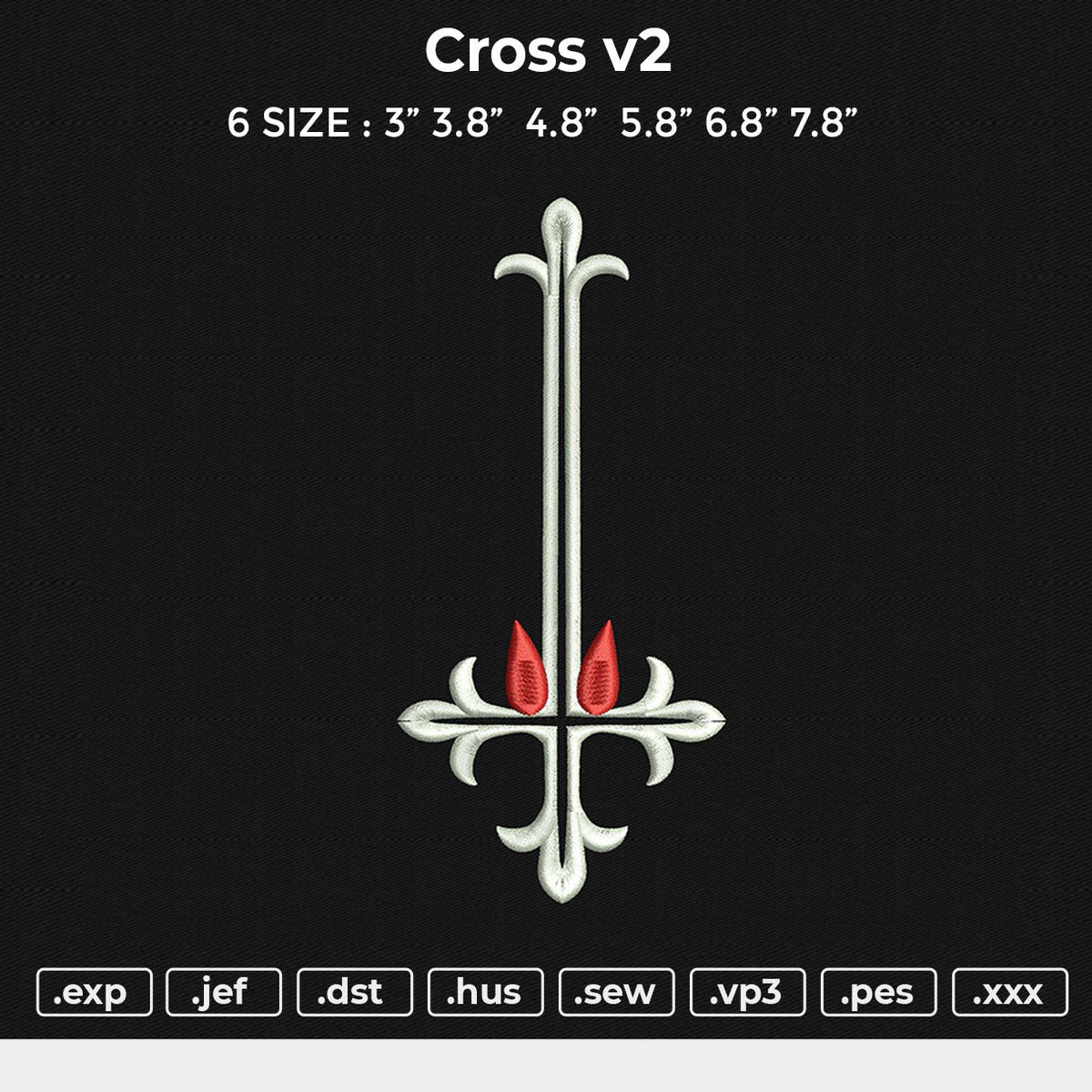 Cross v2 Embroidery File 6 size