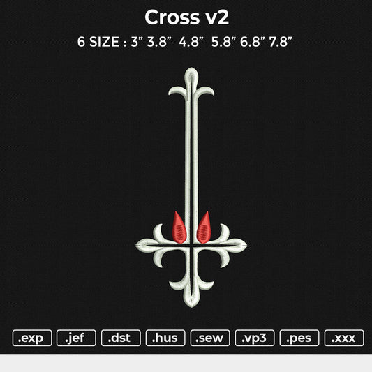 Cross v2 Embroidery File 6 size