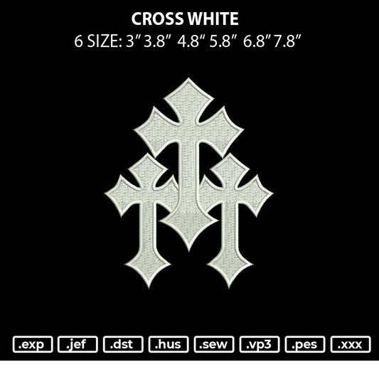 Cross White Embroidery File 6 sizes