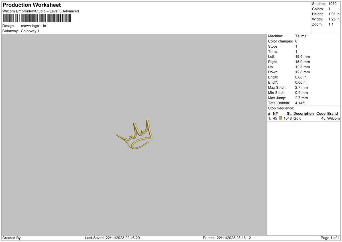 Crown Line Embroidery File 6 sizes
