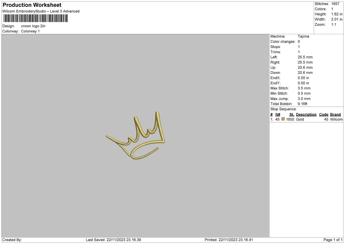 Crown Line Embroidery File 6 sizes
