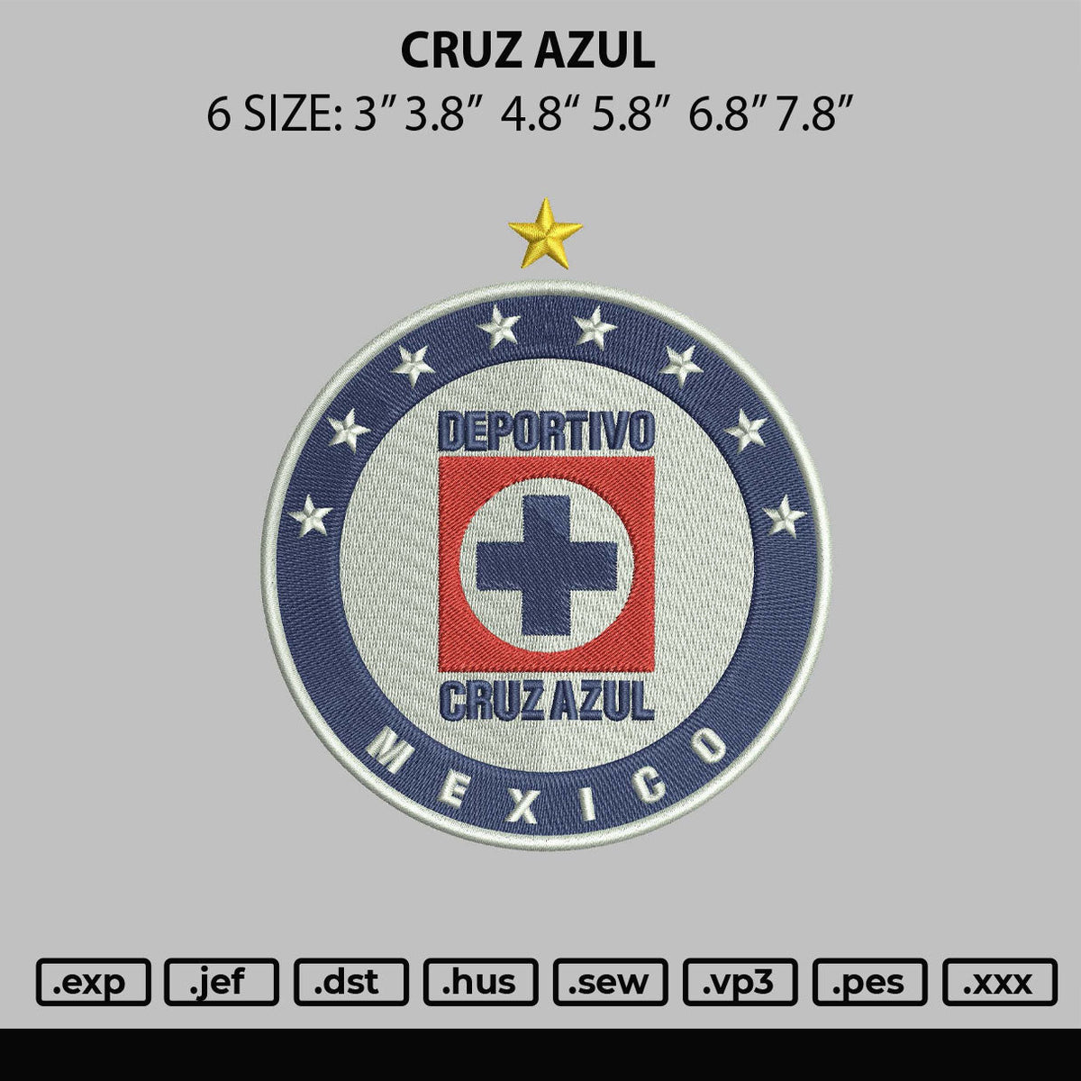 Cruz Azul Embroidery File 6 sizes