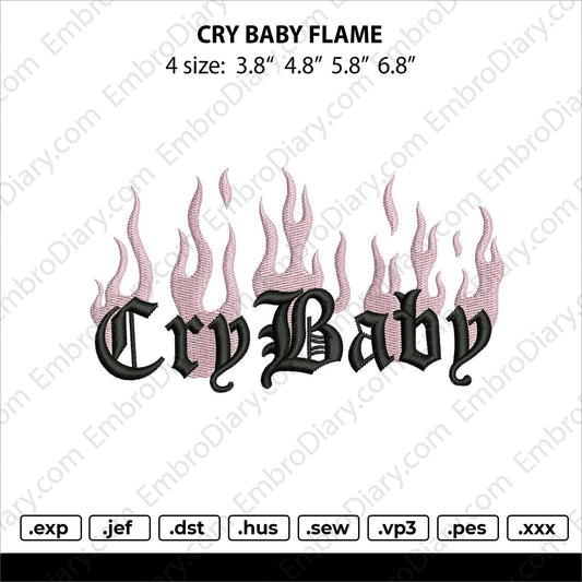 cry baby flame Embroidery