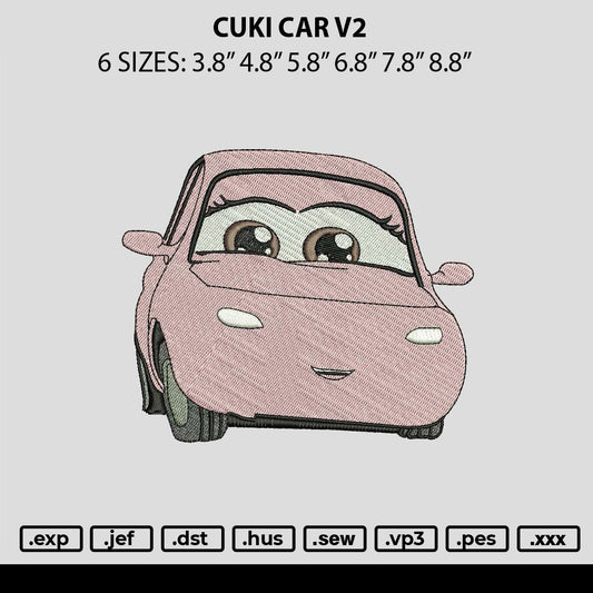 Cuki Car V2 Embroidery File sizes