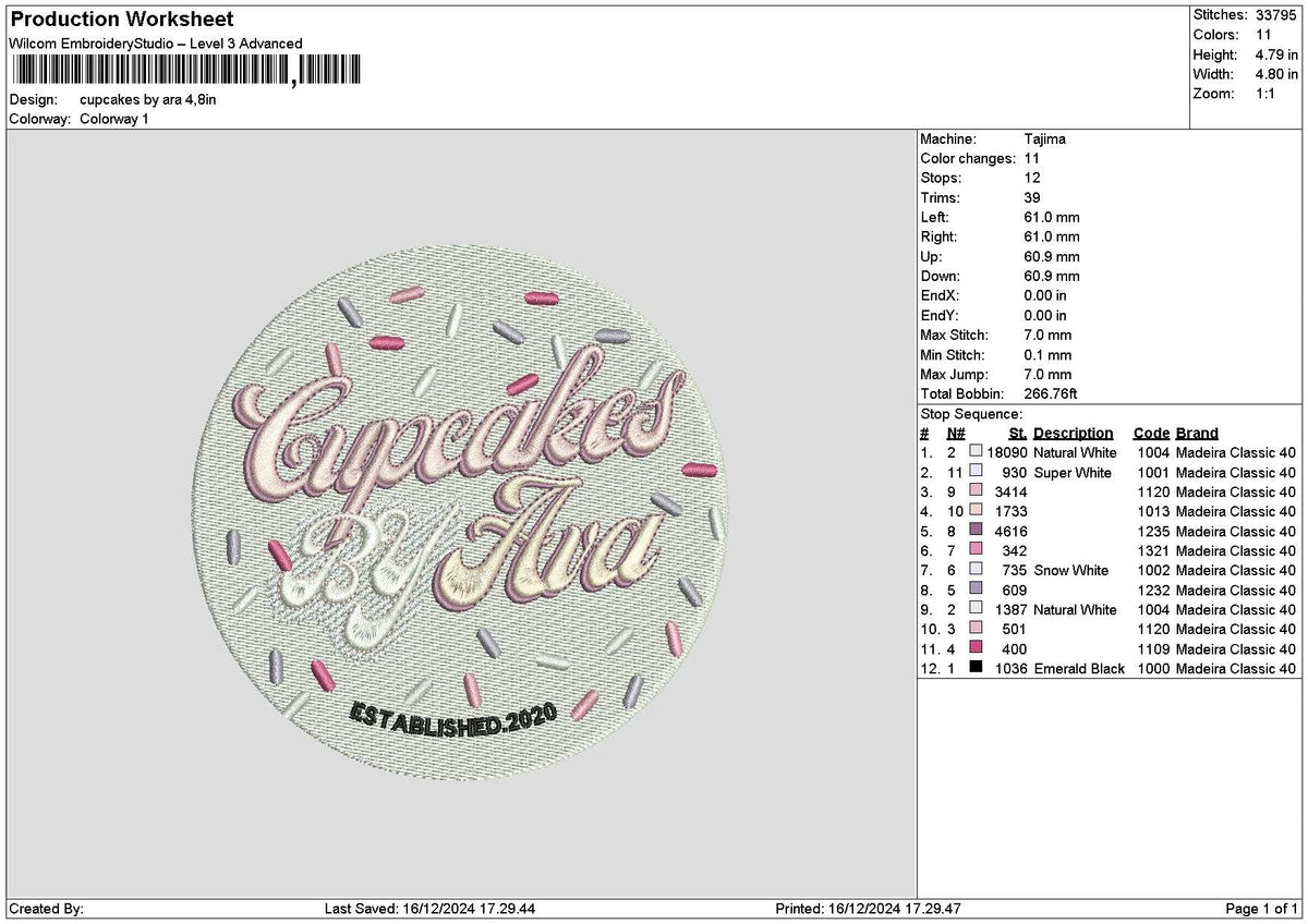 Cupcakescircle 04 Embroidery File 6 sizes