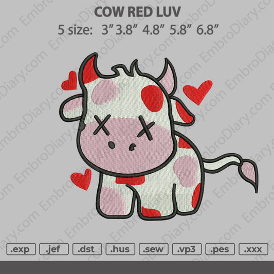 Cow Red Luv Davis embroidery