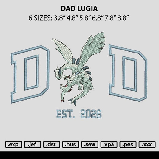 Dad Lugia Embroidery File 6 sizes