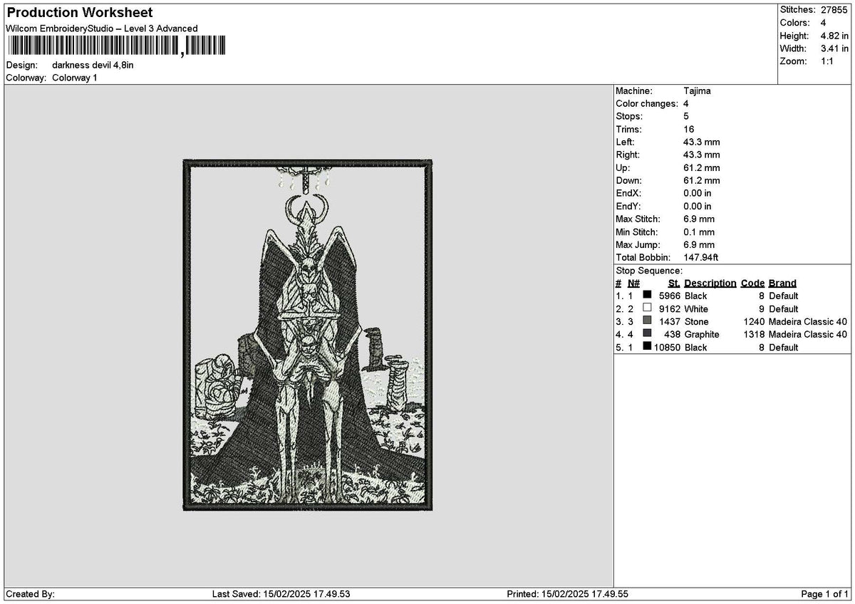 Darkness Rectangle Devil Embroidery File 6 sizes