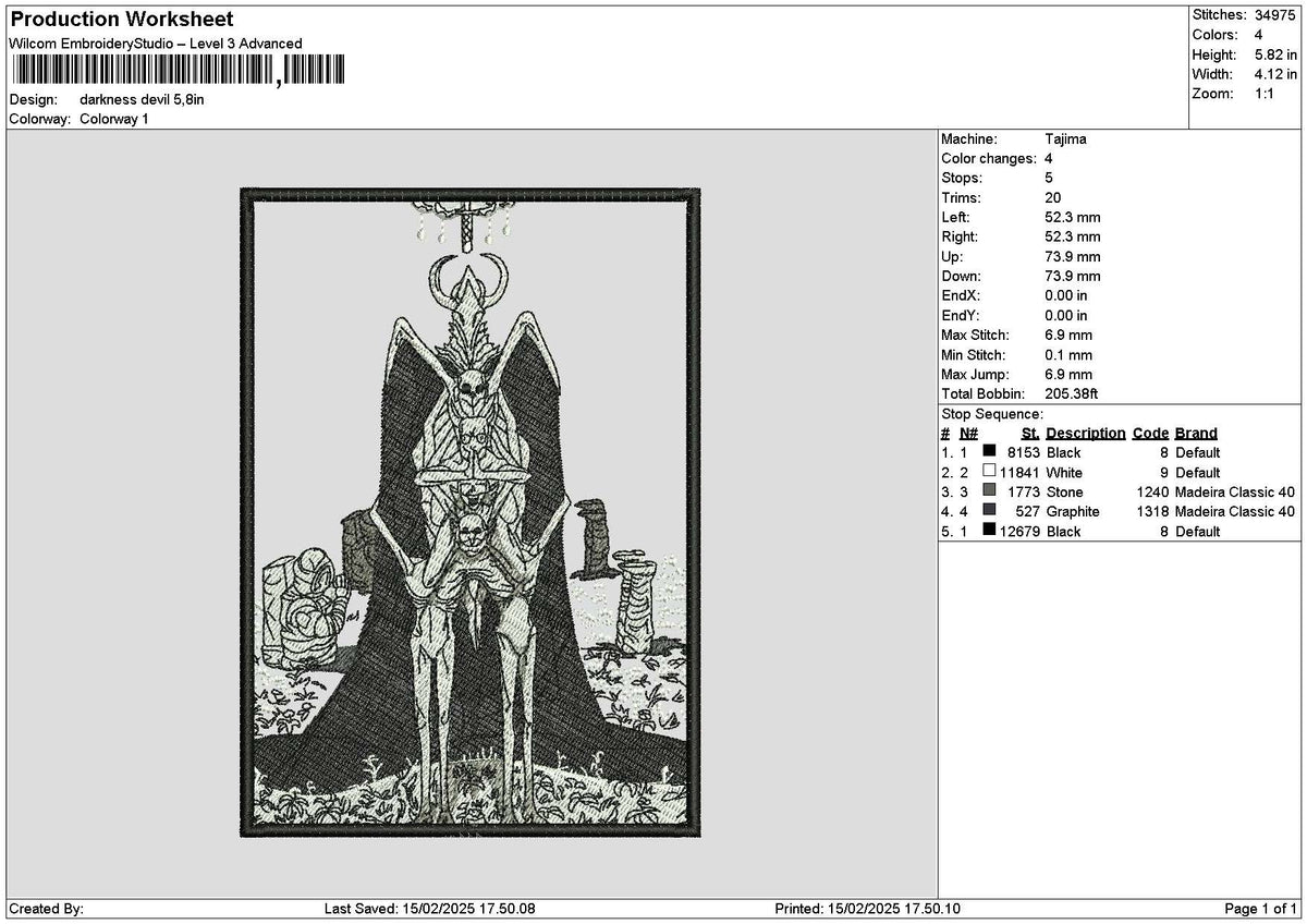 Darkness Rectangle Devil Embroidery File 6 sizes
