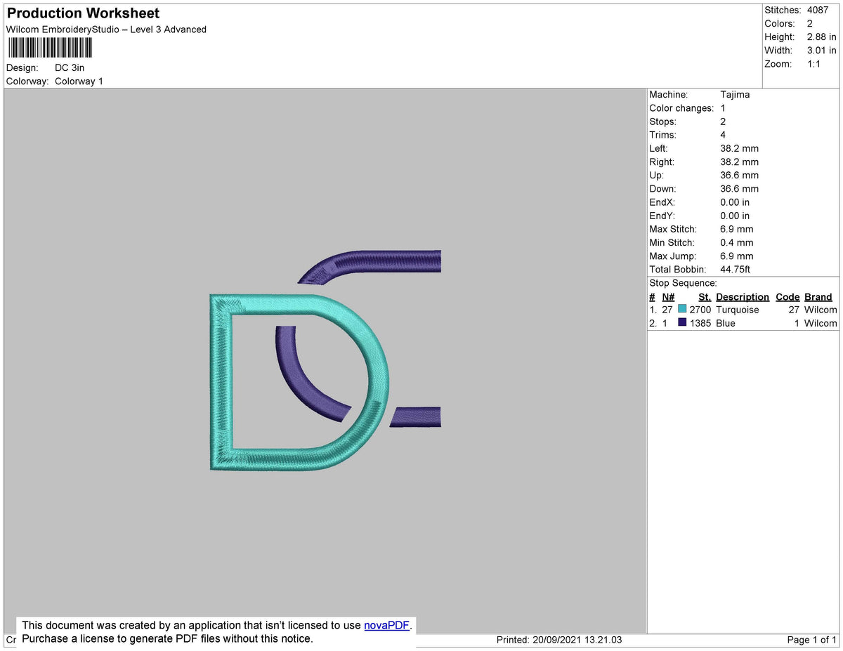 DC Embroidery File 5 size