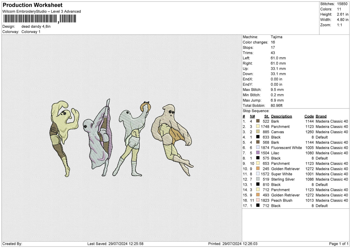 Dead Dandy Embroidery File 6 size