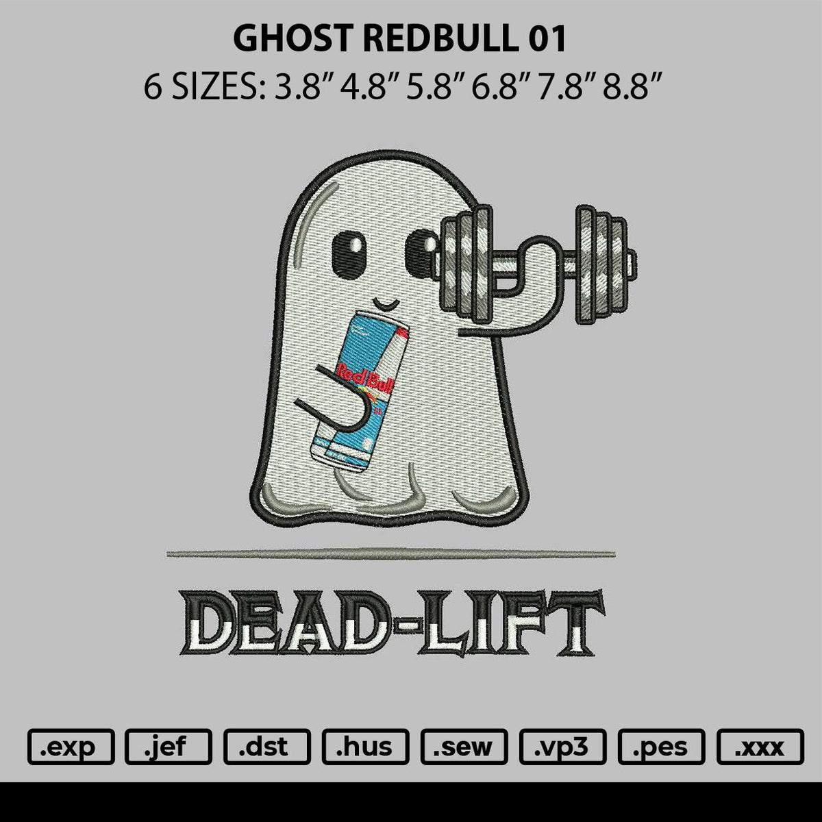 Ghost Redbull 01 Embroidery File 6 sizes