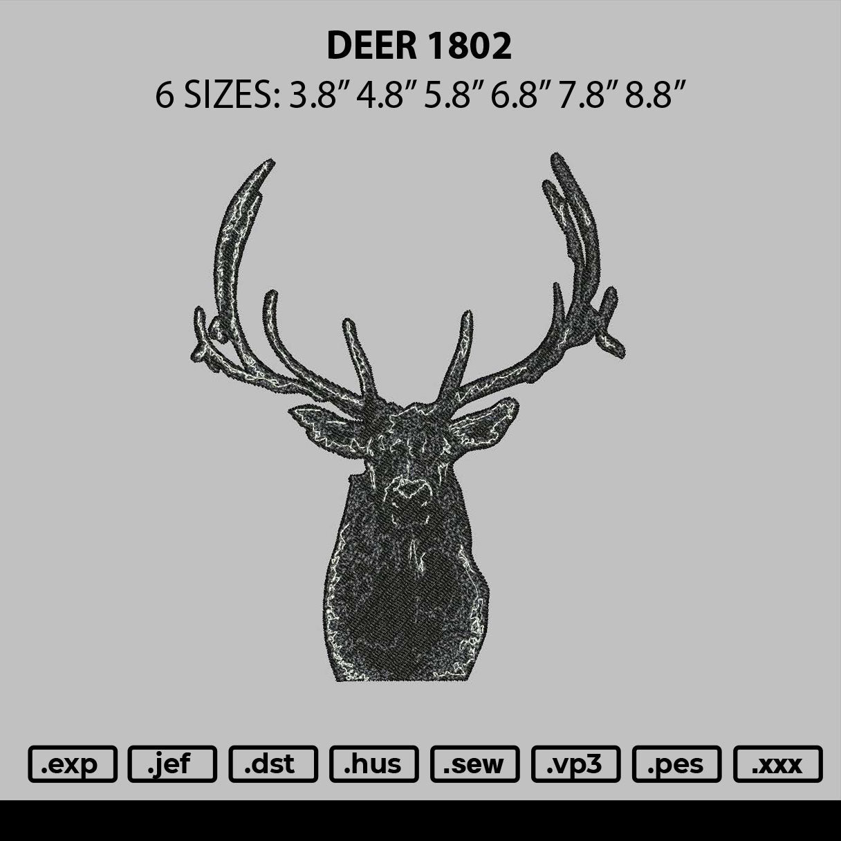 Deer 1802 Embroidery File 6 sizes
