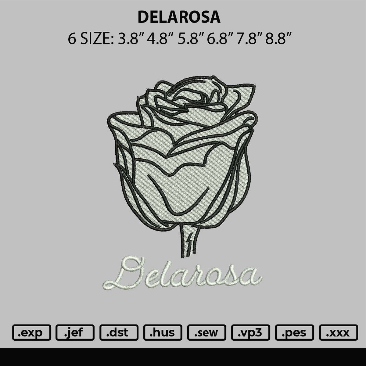 Delrosa Embroidery File 6 sizes