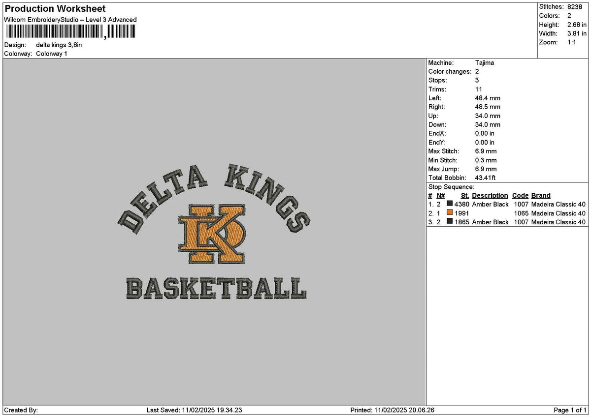 Deltakingstext 1102 Embroidery File 6 sizes