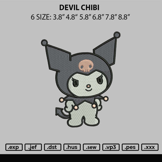 Devil Chibi Embroidery File 6 sizes