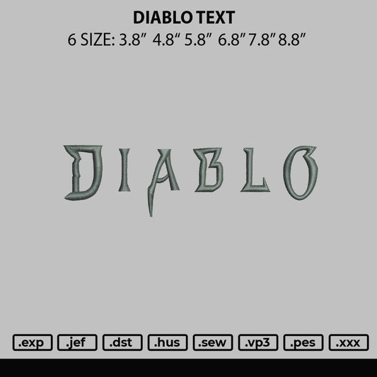 Diablo Text Embroidery File 6 sizes