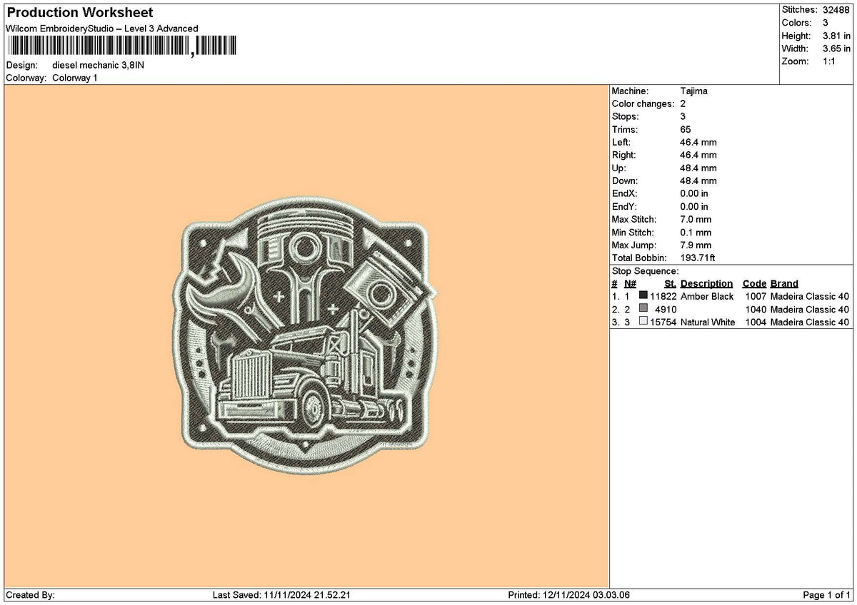 Truck Cirlce 1211 Embroidery File 6 sizes