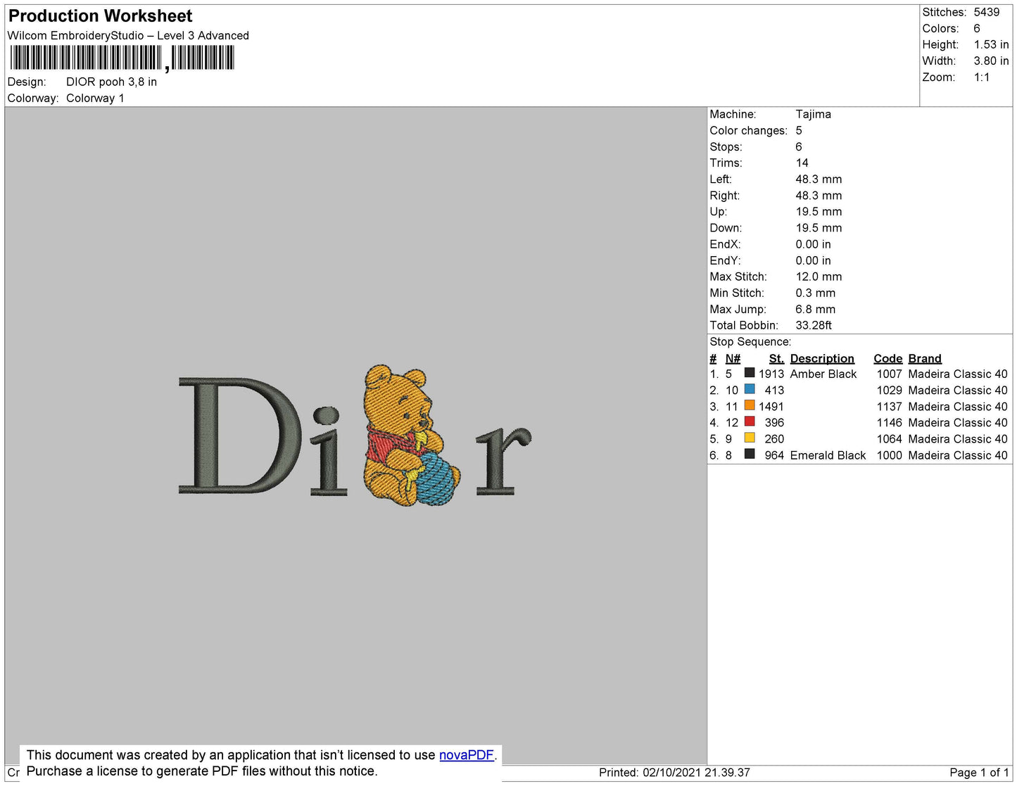 Dior Pooh Embroidery