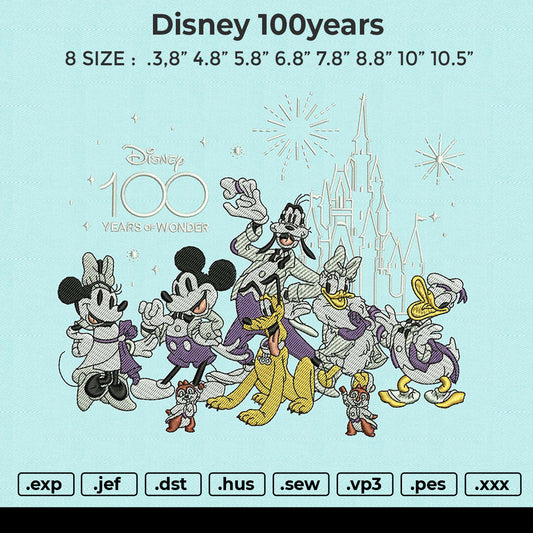 Disney 100years embroidery file 6 size