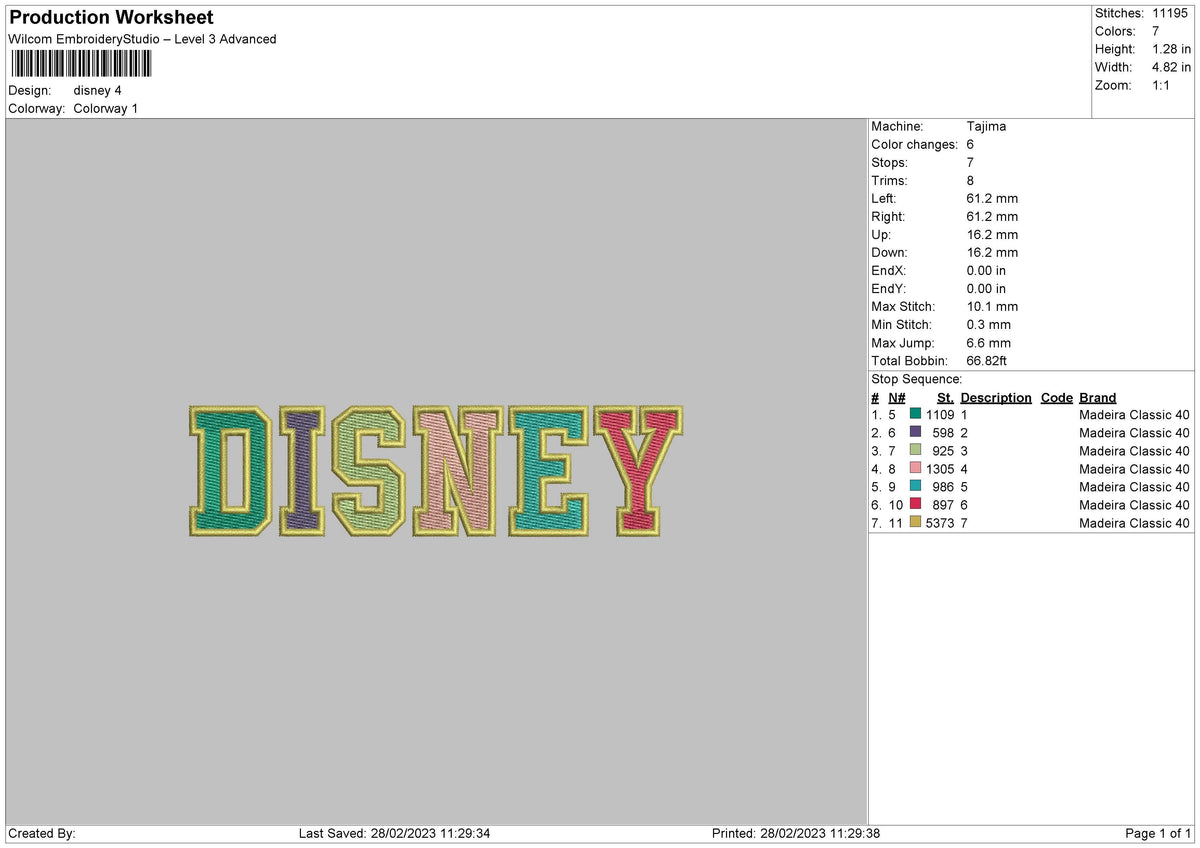 Color Text Embroidery