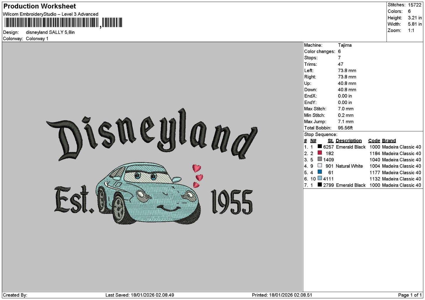 Dland Sally 1801 Embroidery File 6 sizes