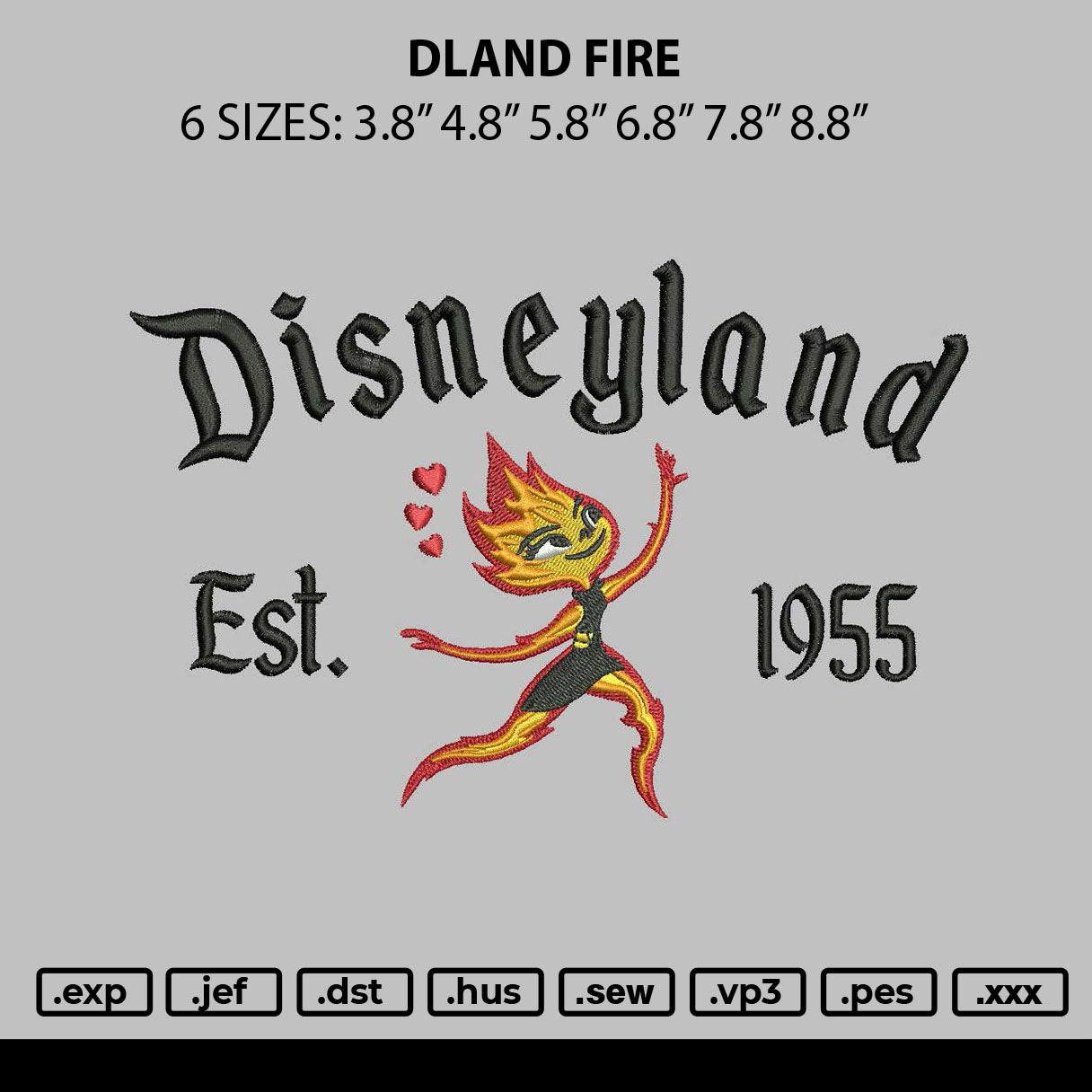 Dland Fire Embroidery File 6 sizes