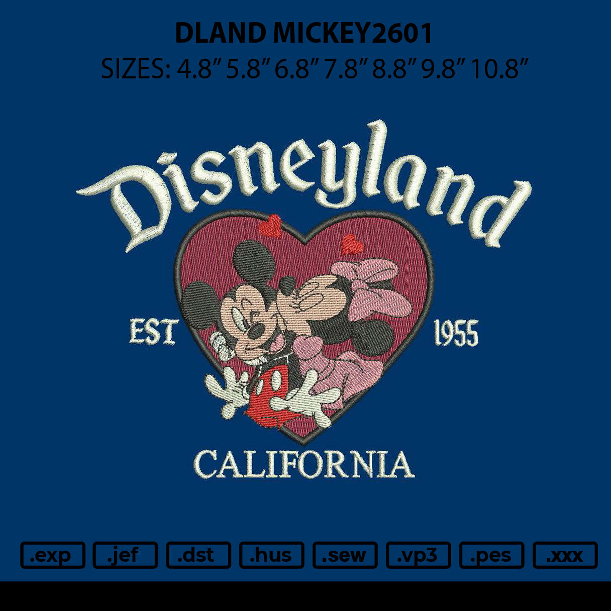 Dland Mcikey2601 Embroidery File 6 sizes