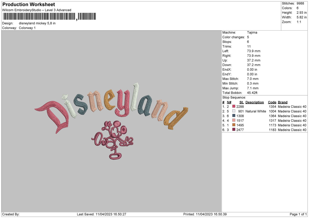 Mickeyland Embroidery