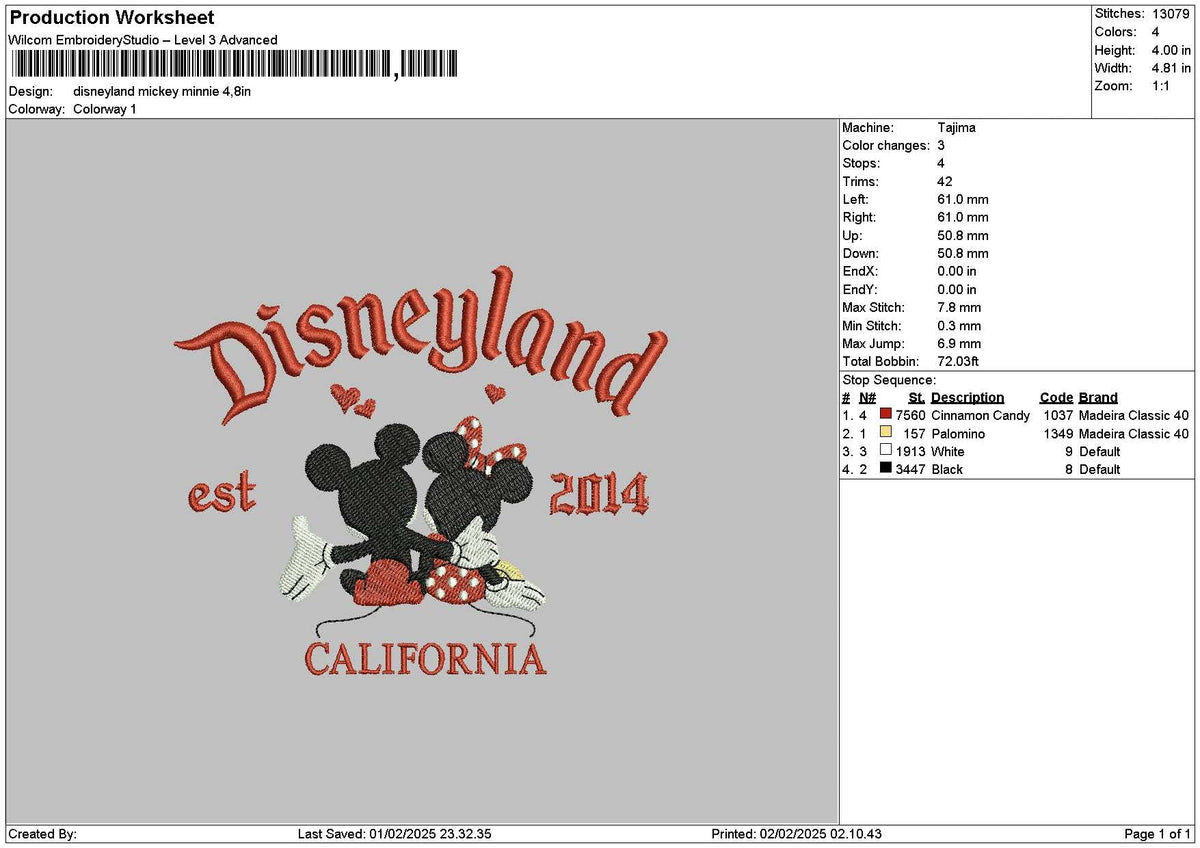 Dland Mickeylove 14 Embroidery File 6 sizes