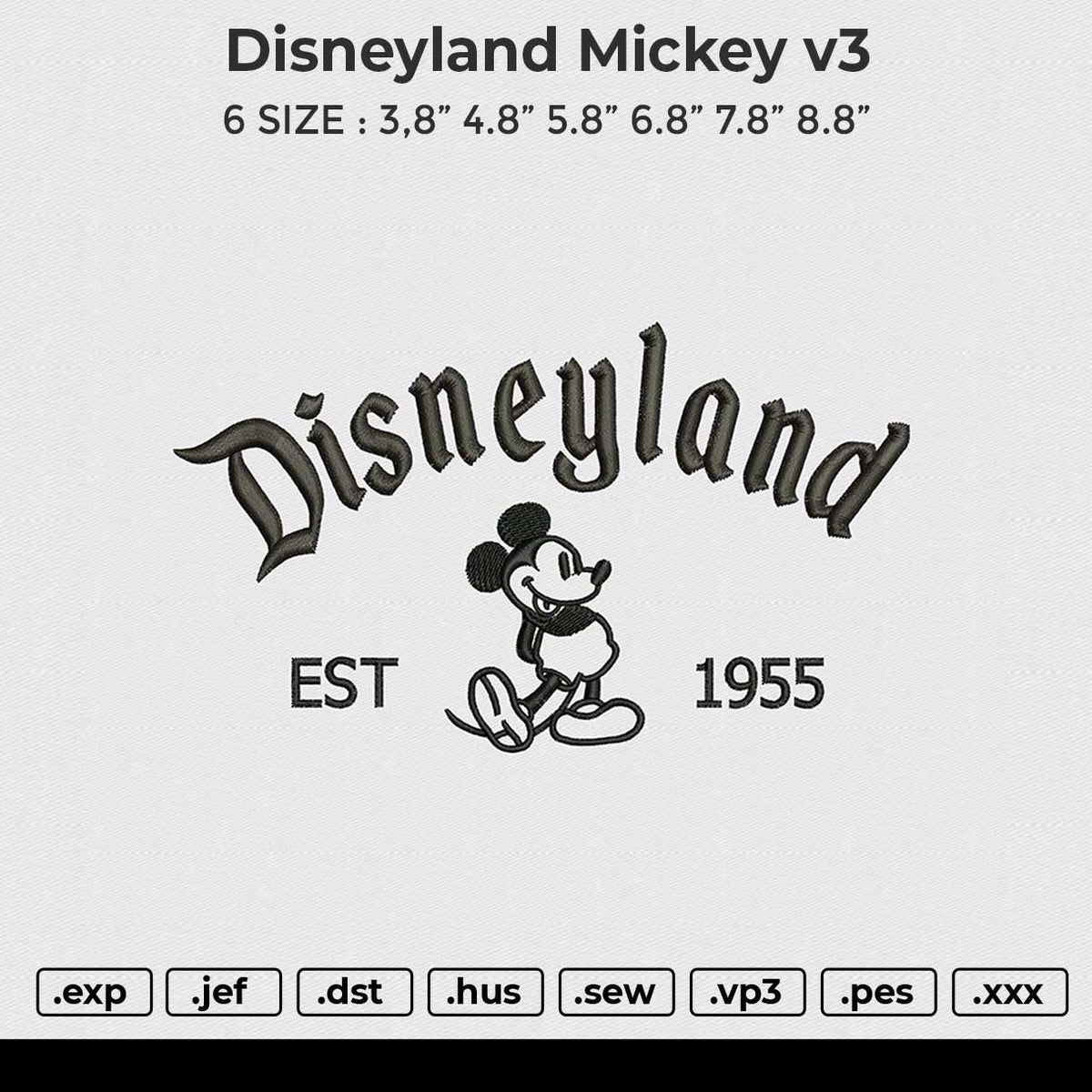 Disneyland mickey v3 Embroidery File 6 size