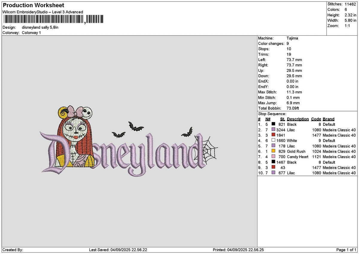 Dland Sally Embroidery File 6 sizes