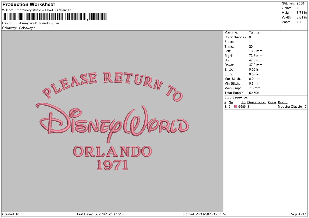 Orland World Embroidery File 6 sizes