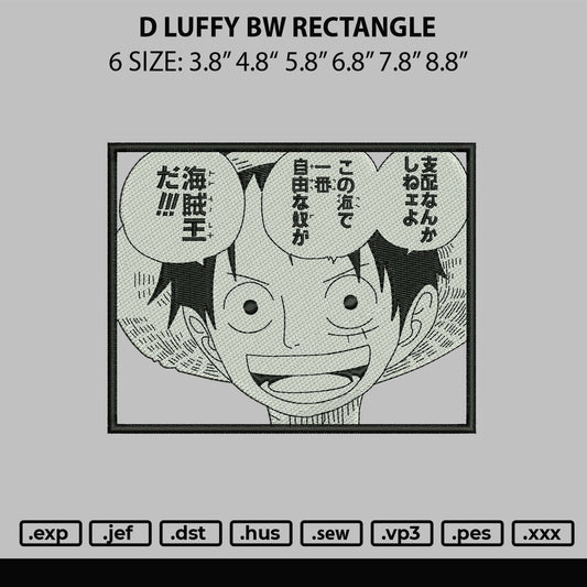 D Luffy Bw Rectangle Embroidery