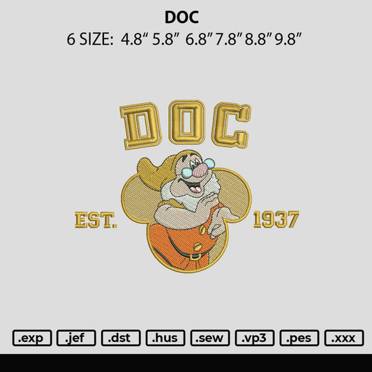 Doc Embroidery File 6 sizes