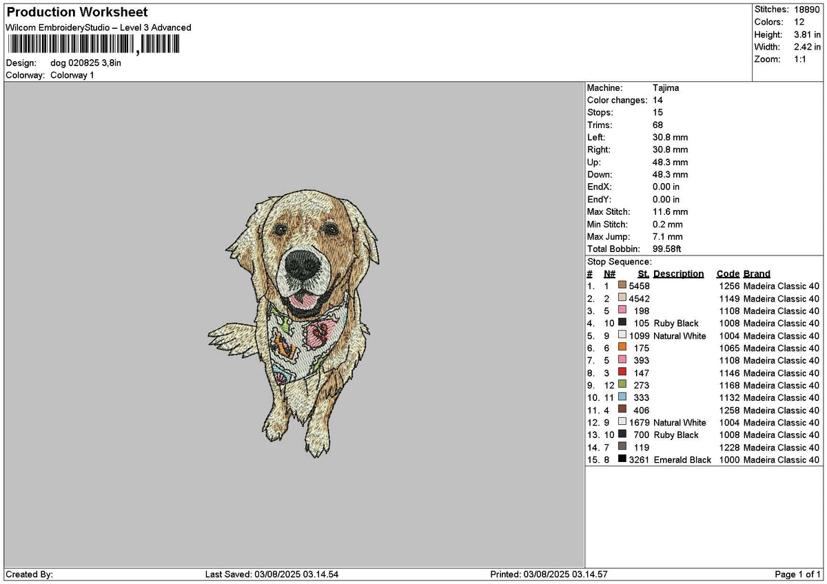 Dog 0208 Embroidery File 6 sizes