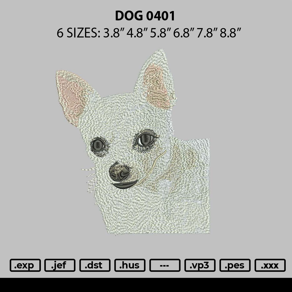Dog 0401 Embroidery File 6 sizes