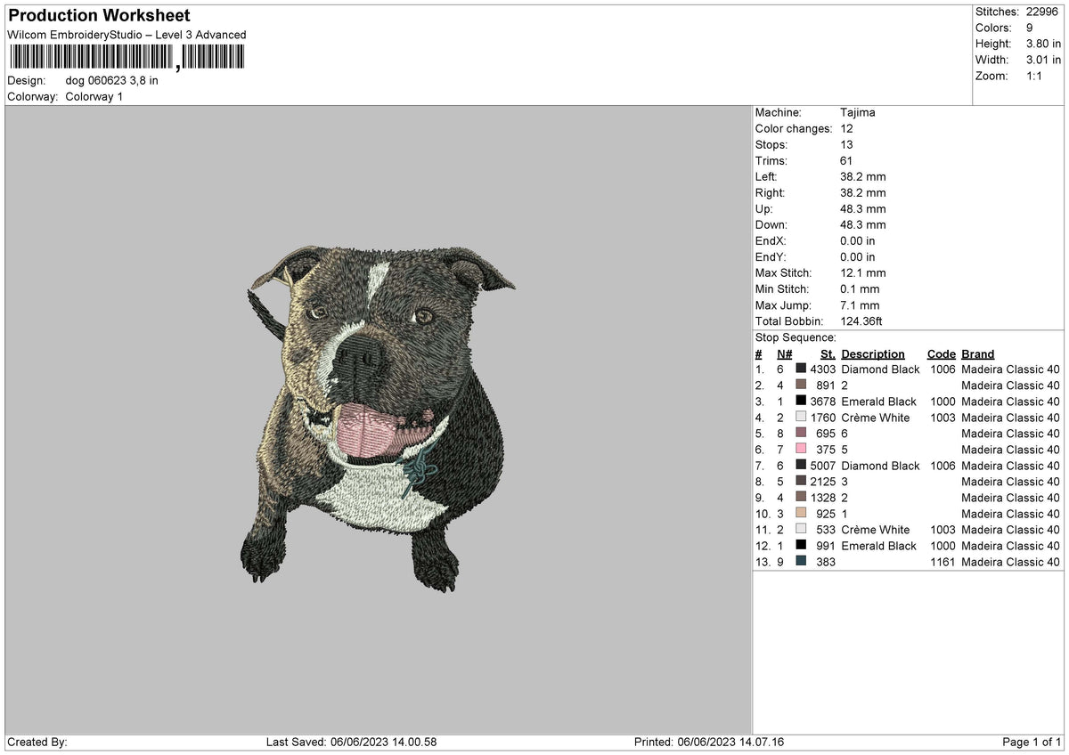 Dog 0606 Embroidery File 6 sizes