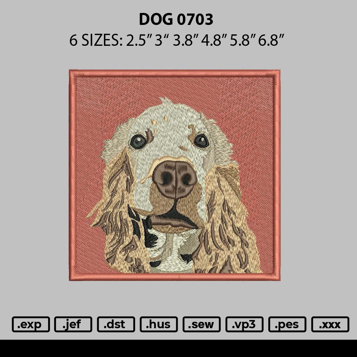 Dog 0703 Embroidery File 6 sizes