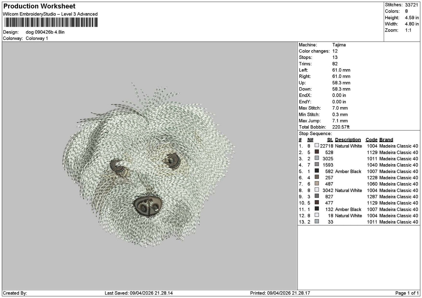 Dog 0904b Embroidery File 6 sizes
